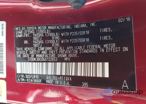 2016 Toyota Sienna Limited Premium 7 Passenger from USA, damaged, VIN 5TDDK3DC0GS132653